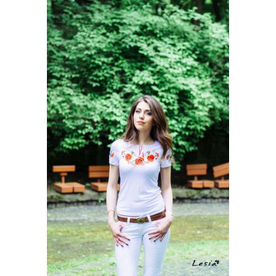 Embroidered t-shirt "Cool Poppies" maxi embroidery